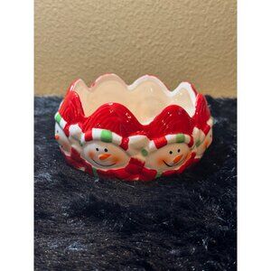 Royal Norfolk Snowman Ceramic Candy Dish Bowl 5” Round Snowmen Christmas
